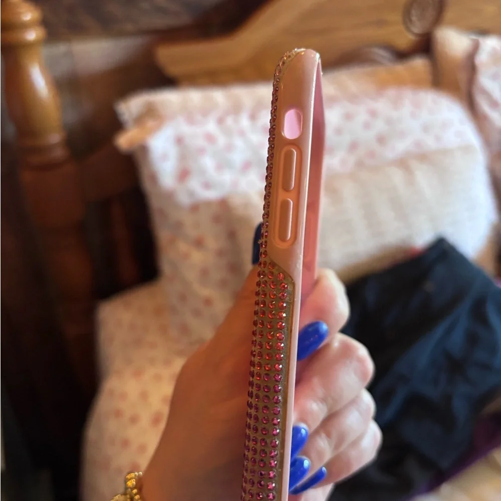 Swarovski Pink Crystal Rhinestone Phone Case with Gold Plaque
